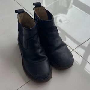 Children's Black Leather Ankle Boots